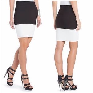 BCBGMaxAzria Black and White Colorblock Pencil Skirt